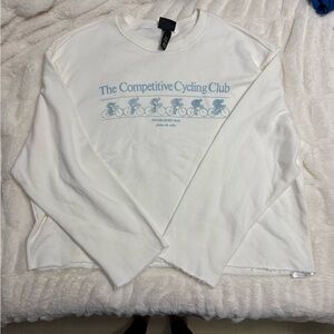 H&M White Sweatshirt with Blue Cycling Print